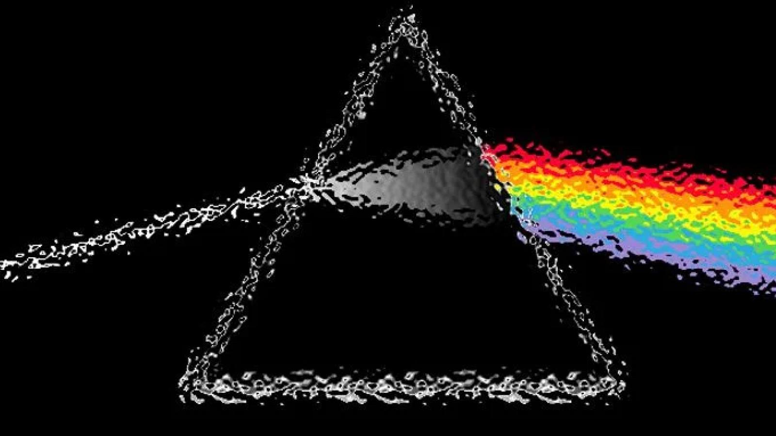 Laser rainbow with white triangle liquified