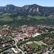Aerial photo of Boulder Flatirons