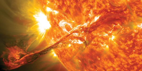 Coronal mass ejection erupts on the sun