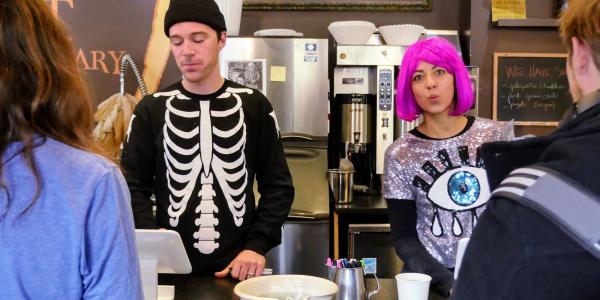 Laughing Goat baristas dressed in halloween costumes