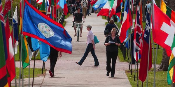 Flags of the world on campus