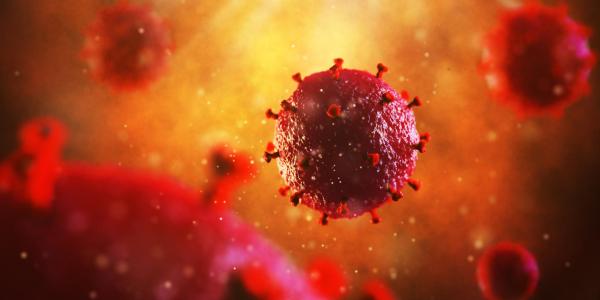 The HIV virus, a retrovirus, under the microscope