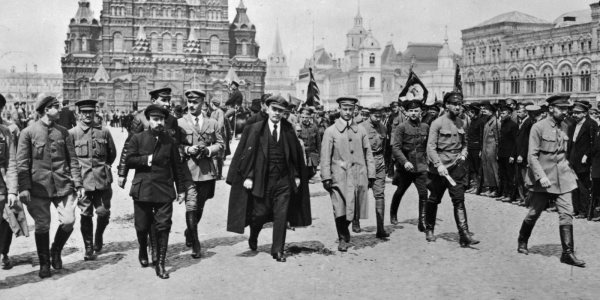 Vladimir Lenin (center) in Moscow's Red Square.