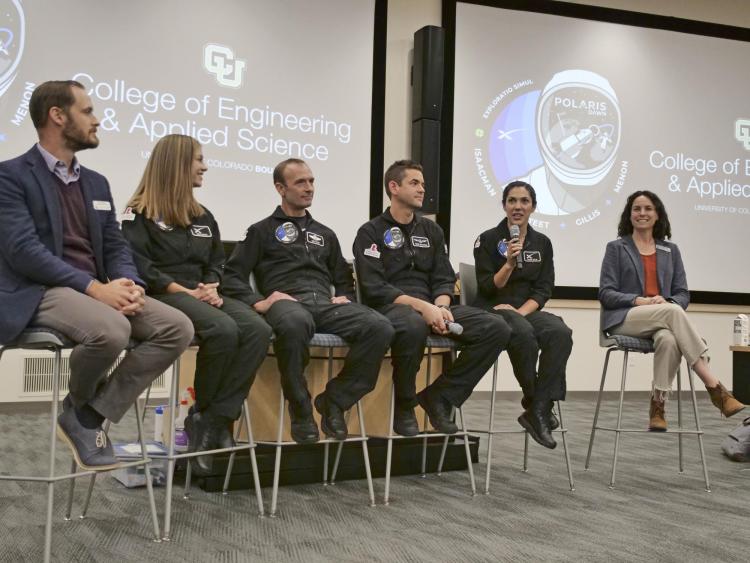 Panel of Polaris crew members and CU Boulder researchers talk at a campus event