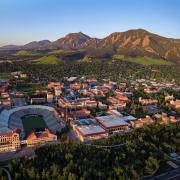 An aerial photo of CU Boulder's campus.