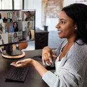 Person in a virtual Zoom meeting