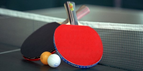 Ping pong paddle and balls